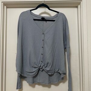 URBAN OUTFITTERS OUT FROM UNDER JOJO OVERSIZED WAFFLE KNIT THERMAL TOP